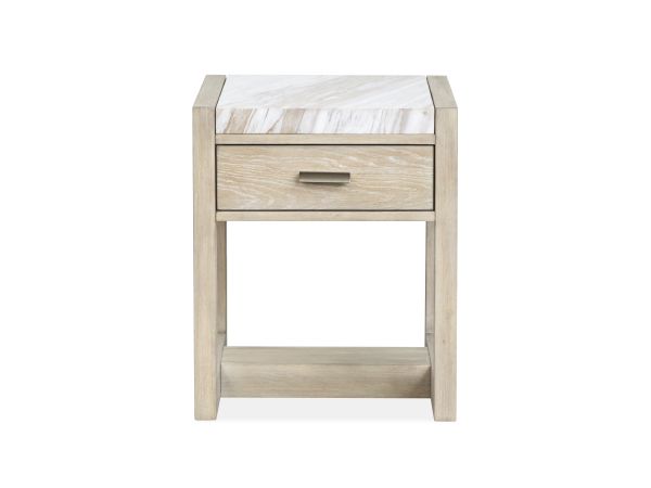 Magnussen Preston Rectangular End Table in Gallery Buff/Antique Silver