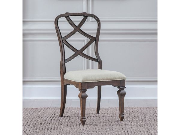 Liberty Furniture Provence Park Wood Back Side Chair in Chateau Brown