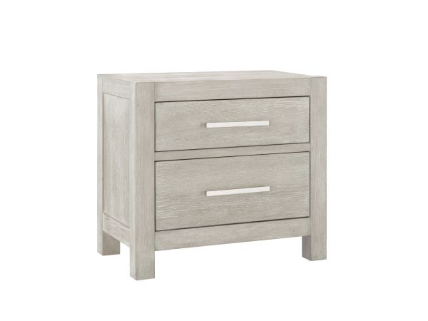 Samuel Lawrence Millwork Two Drawer Nightstand with USB/C Port in Barnwood Gray