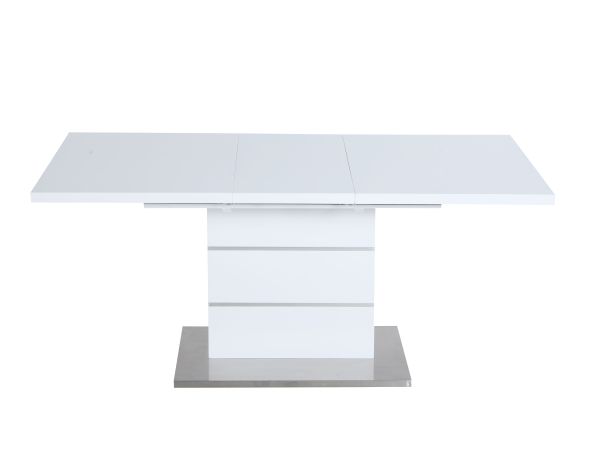Chintaly Imports Rachel Contemporary Extendable Wooden Dining Table in Gloss White