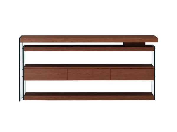 Chintaly Imports Rotatable Wooden Desk w/ 3 Drawers and 3 Shelves in Walnut