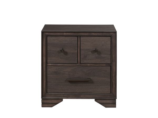 Samuel Lawrence Granite Falls Three Drawer Youth Nightstand with USB in Brown