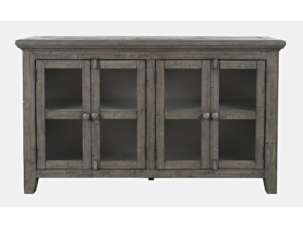 Rustic Shores 4 Door Low Accent Cabinet in Stone