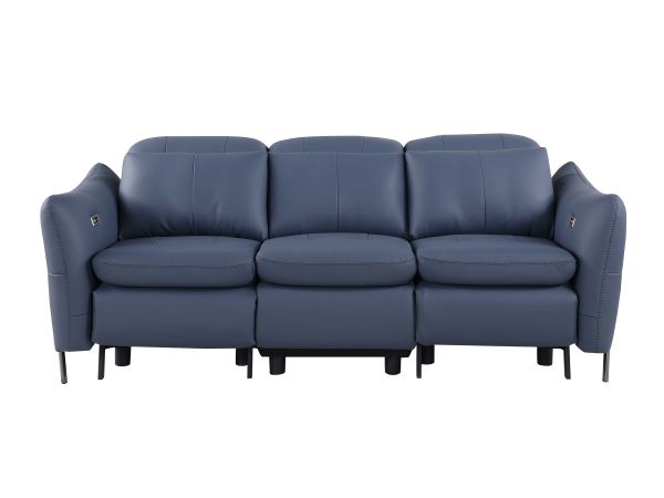 Chintaly Imports Sacramento Contemporary One-touch Reclining Modular Sofa in Blue