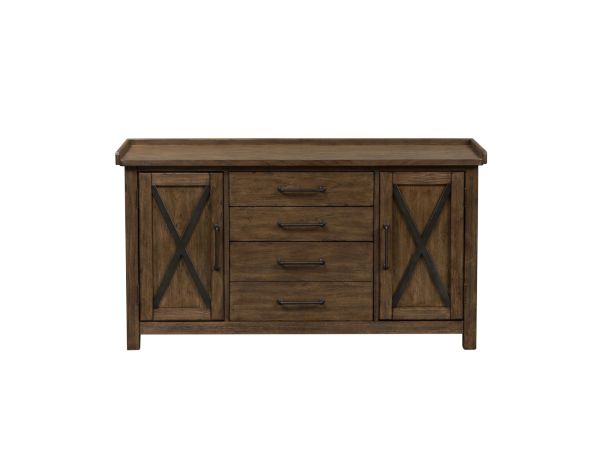 Liberty Furniture Sonoma Road Small Credenza in  Weathered Beaten Bark