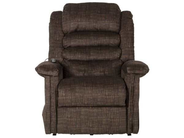 Soother Power Lift Full Lay-Out Recliner w/Heat & Massage in Chocolate