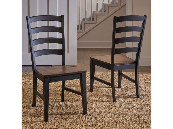 A-America Stormy Ridge Ladderback Chair W/ Wood Seat in Chickory Black 