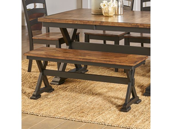 A-America Stormy Ridge Bench W/ Wood Seat in Chickory Black 