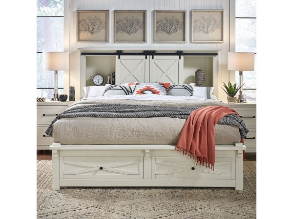 A-America Sun Valley Storage Bed W/Footboard Bench in White