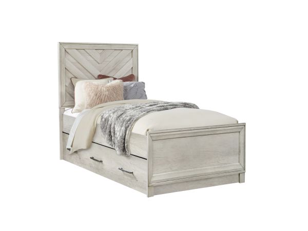Samuel Lawrence Riverwood Twin Panel Bed with Trundle in Gray