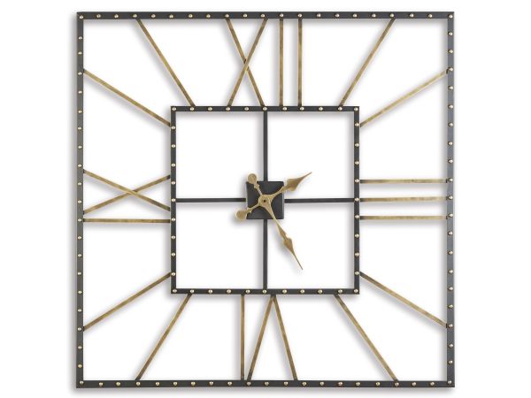 Ashley Furniture Thames Wall Clock in Black/Gold