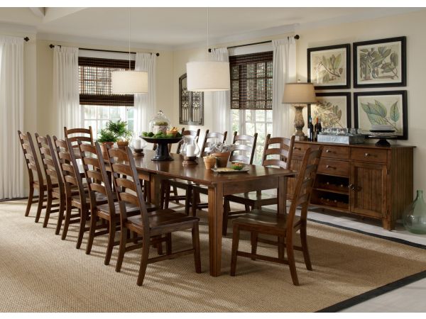 A-America Toluca 3-Leaf Extension Table Dining Room Set - Rustic Amber 