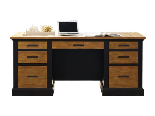 Toulouse Executive 68″ W Double Pedestal Desk in Aged Black 