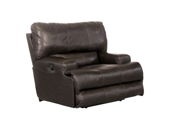 Wembley Power Headrest w/Lumbar Lay Flat Recliner in Steel