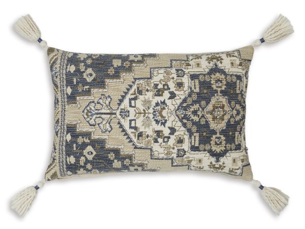 Ashley Furniture Winbury Pillow (Set of 4) in Blue/Tan/White