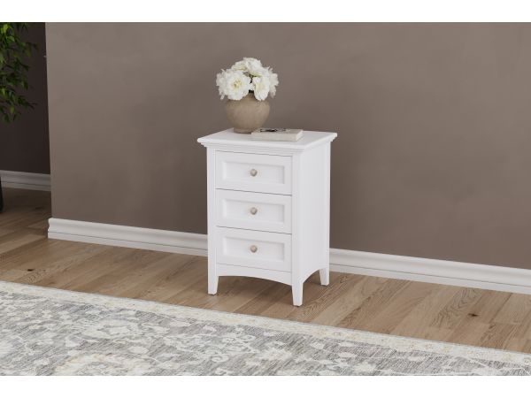 A-America Westlake 3-Drawer Nightstand in White 