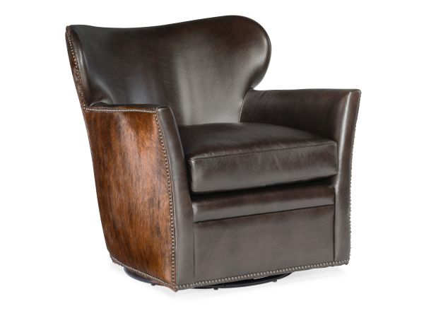 Hooker Furniture Kato Leather Swivel Chair with Dark HOH