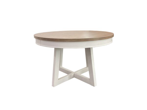 Americana Modern 48 In. Round Extendable Dining Table in Cotton
