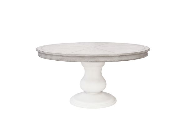 Higgins Street Round Dining Table with an Urn Shaped Pedestal Base in Fresh Milk