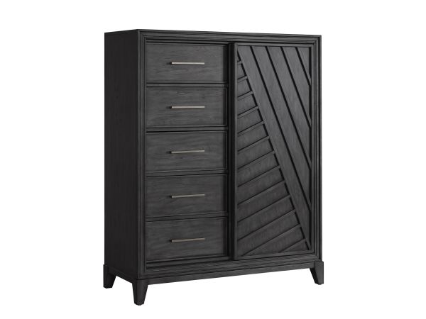 Samuel Lawrence Lenox 5-Drawer Sliding Door Chest with Storage in Smoked Pearl